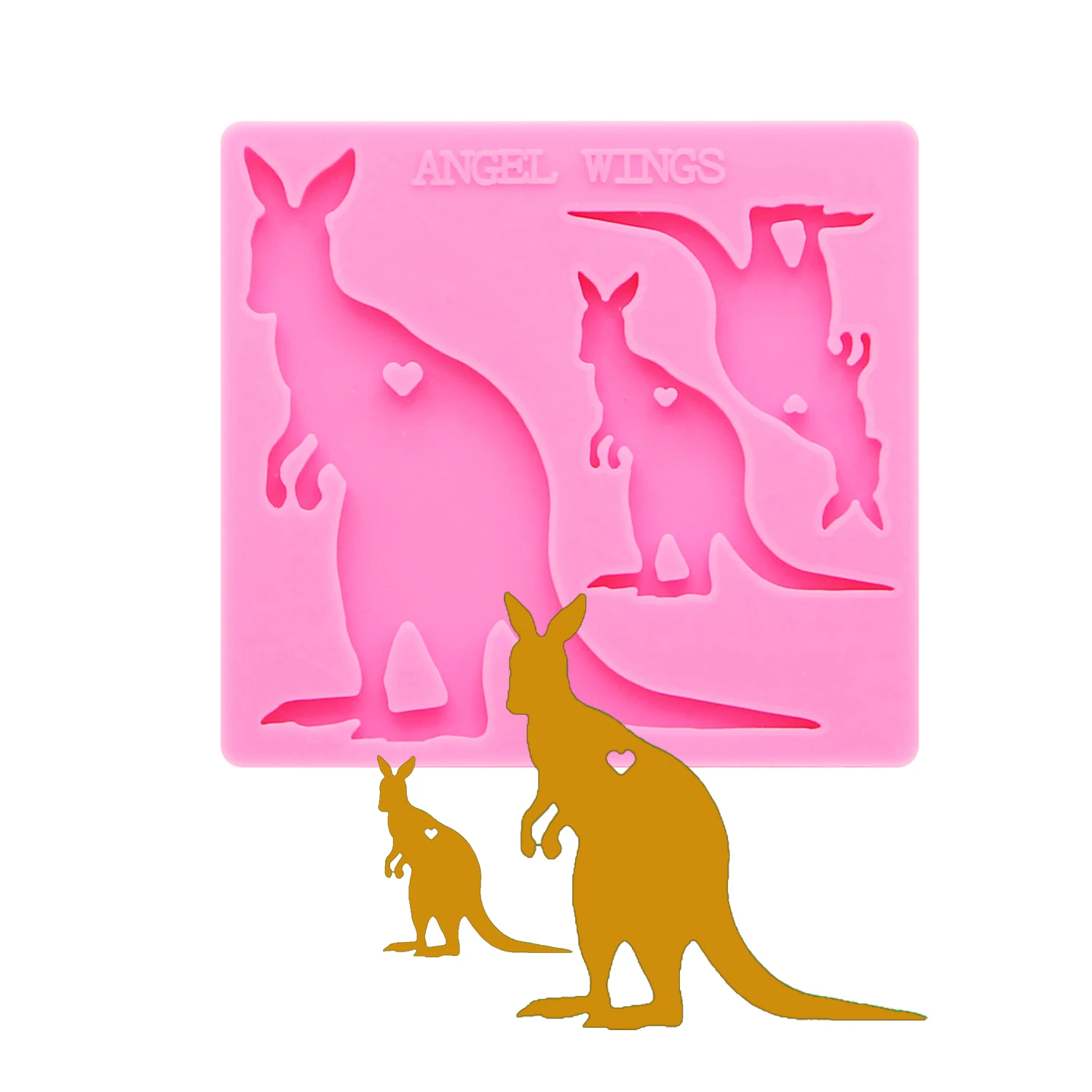Новая блестящая силиконовая форма для брелока kangaroo family mama/baby самостоятельного
