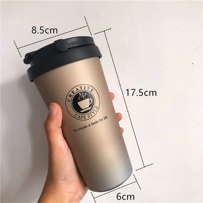 

Creative Portable Coffee Cup 304 Stainless Steel Seamless Liner Thermos Mug European Large-Caliber Water Cup