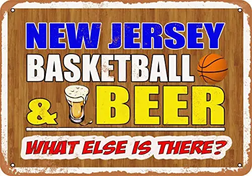 

Metal Sign - New Jersey Basketball and Beer - Vintage Look