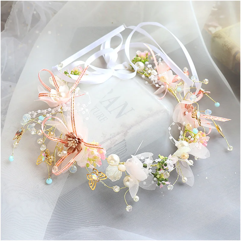 

New bridal headdress super fairy beauty Sen series smart flower headband wedding photo studio wreath