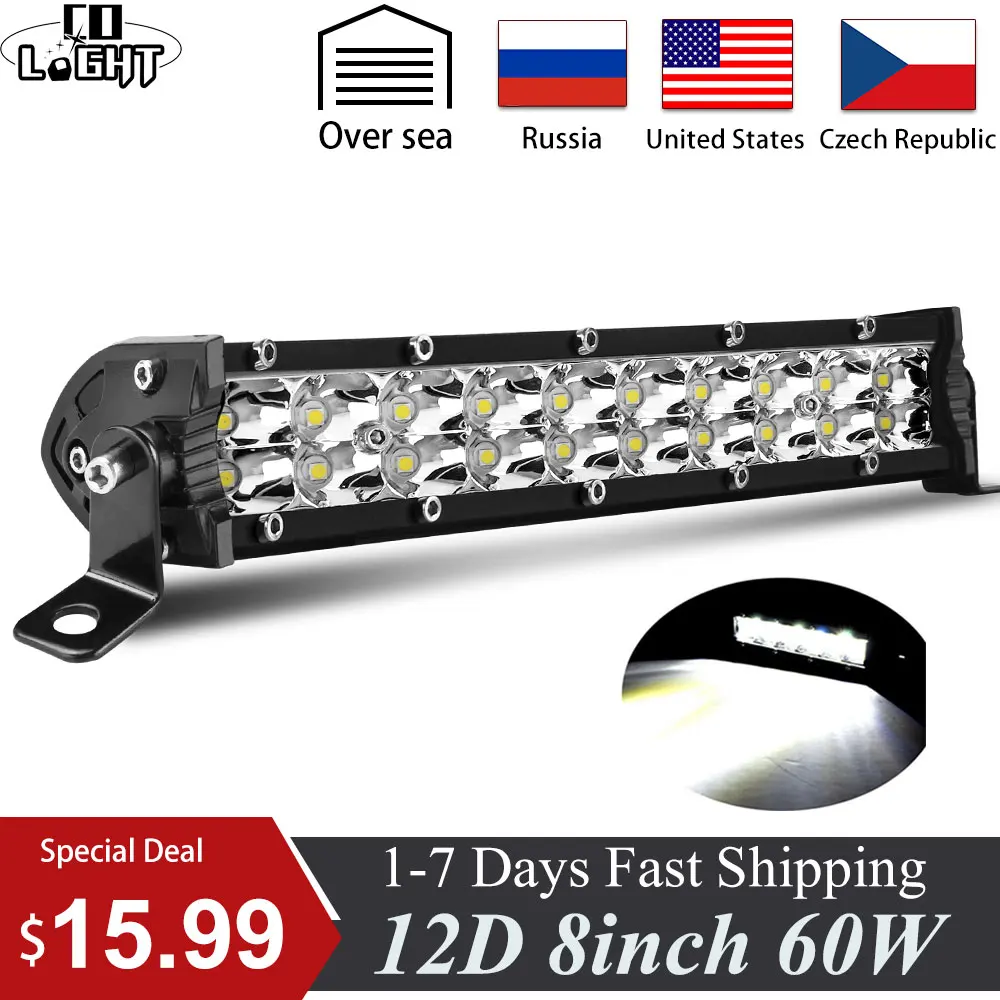Со светом 12D 8 'ླྀ Вт светодиодный свет бар супер тонкий двойной ряд