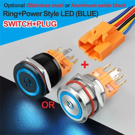 B Power Button Plug LB22B зуммер автобус мощность Звонок кнопочный переключатель с кольцом led 12V24V220V - Цвет: B Power Button Plug