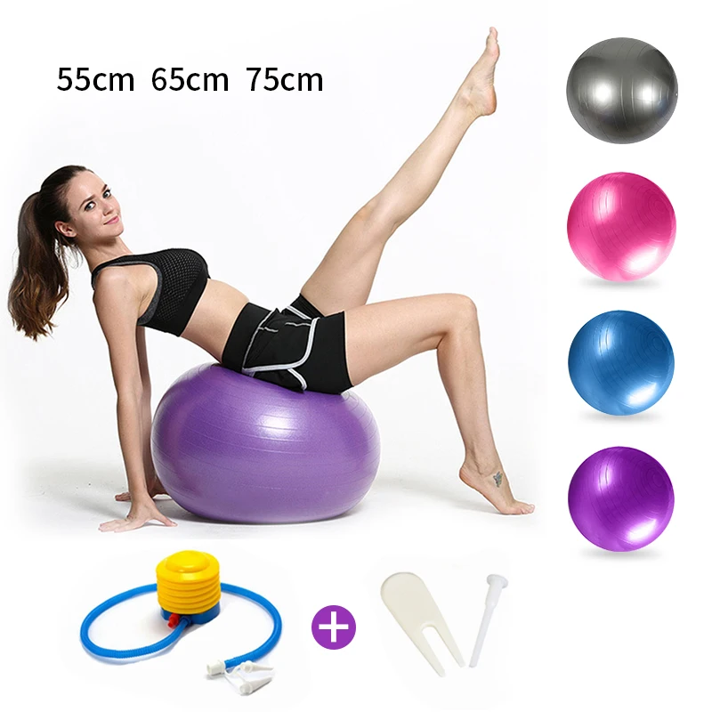 

65cm Yoga Ball Fitness Balls Sports Pilates Birthing Fitball Exercise Training Workout Massage Ball Gym ball 75cm 45cm With Pump