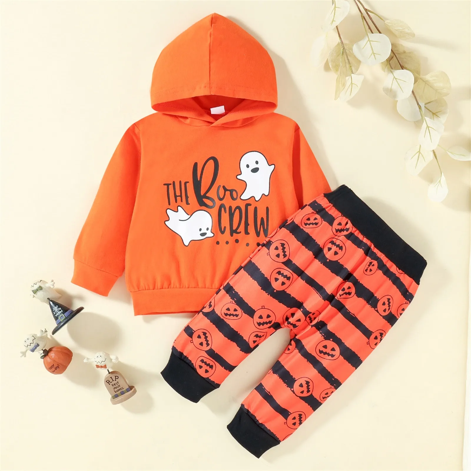 

Костюм с капюшоном на Хэллоуин для малышей, младенцев, мальчиков, с длинным рукавом, худи на Хэллоуин, Топы + штаны, забавные комплекты