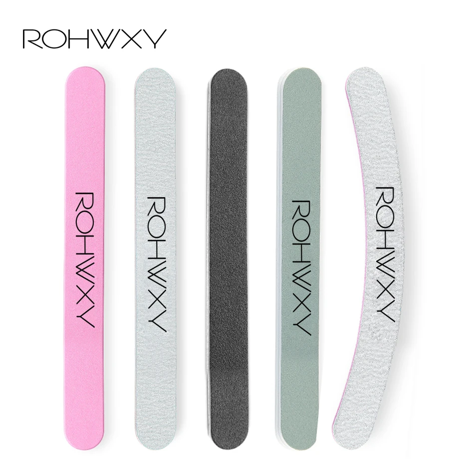 Пилки для ногтей ROHWXY 5 шт. триммер Emery 100/180 буфер губка инструменты дизайна