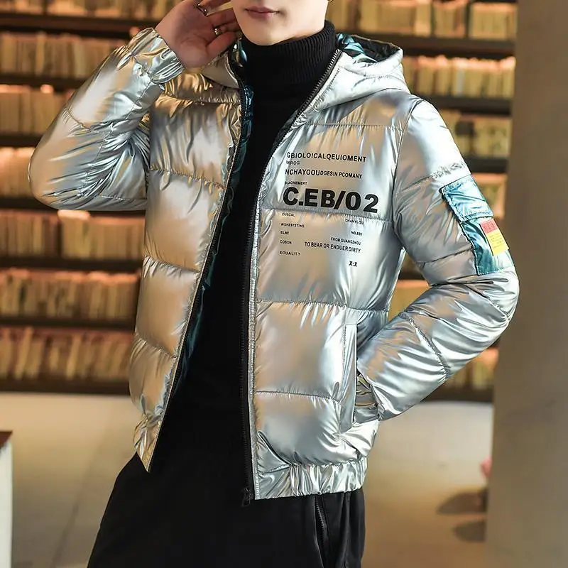 

2020 Autumn and winter new thick cotton-padded clothes new bright cotton-padded jacket male students Korea version fashion casua