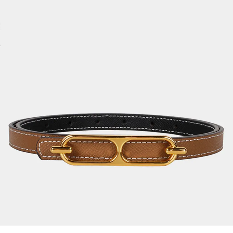

Hot Sale New Luxury Women Genuine Leather H Belts Pig-nose Double-sides Straps Removable Buckle Elegant Waistband 60001