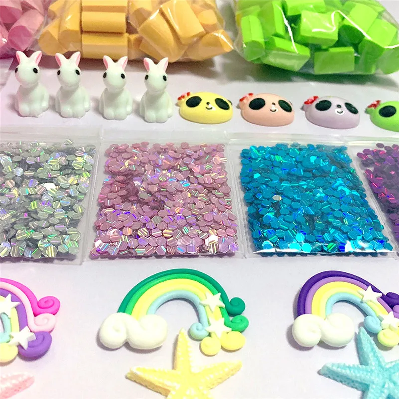 70 шт DIY Slime набор поставки прозрачный кристалл Slime Набор для изготовления Slime пенопластовые бусины блеск фруктовые ломтики бусины в комплекте#4S24