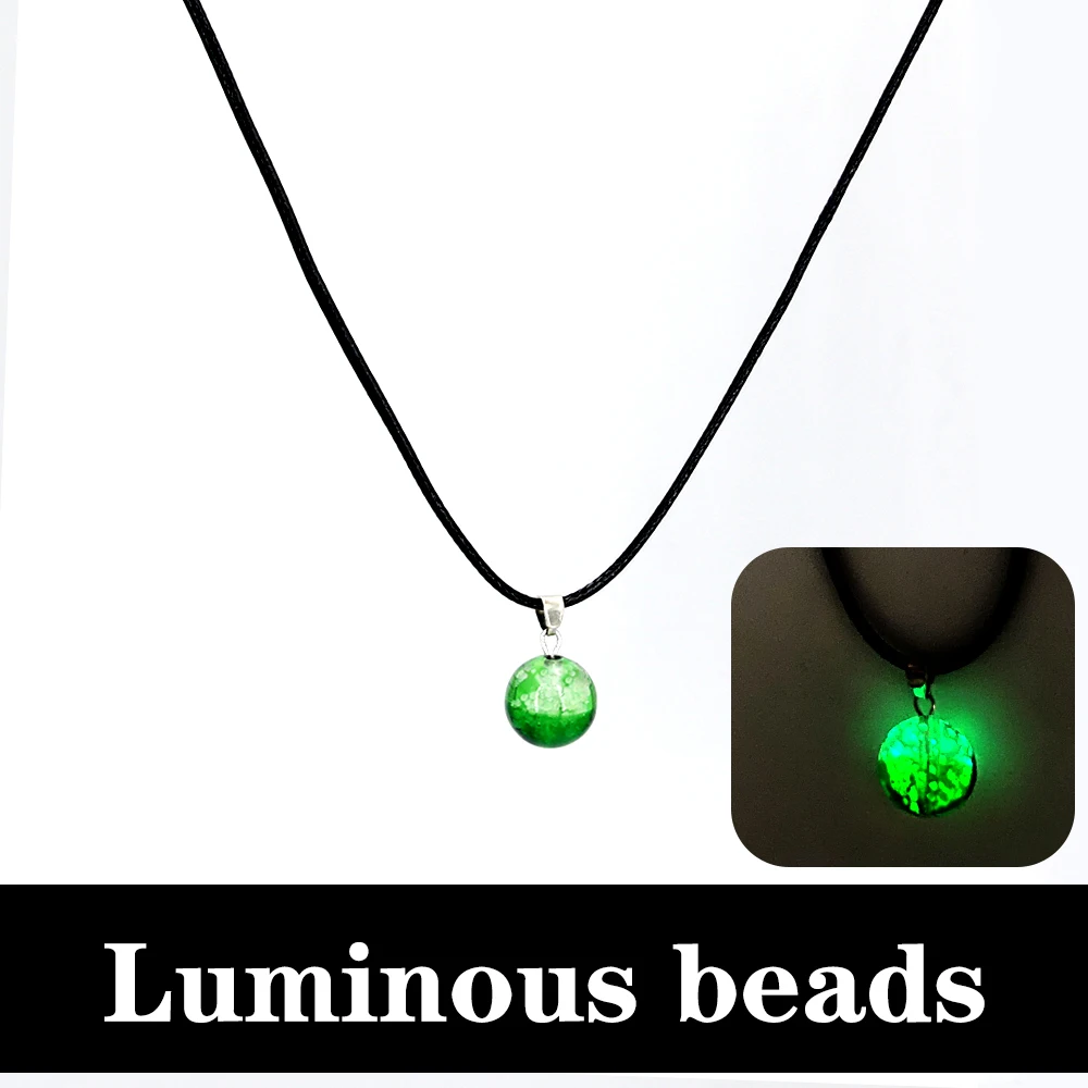 Светящиеся кулоны my green beads светящиеся женское ожерелье до ключиц кожаная цепочка