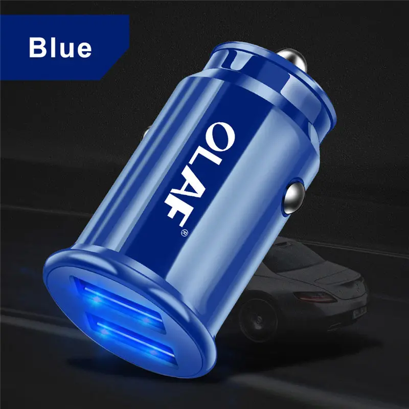 Blue Автомобильное зарядное устройство Dual USB быстрое зарядное устройство для Samsung S8 S9 S10 iPhone XS Max Xiaomi huawei Mini Мобильный автомобильный телефон зарядное устройство адаптер в автомобиле - Тип штекера: Blue