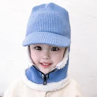 Вязаные Детские Шляпы шарф из хлопка, теплая шерстяная меховая шапка мягкие шапки для детей на осень-зиму для мальчиков и девочек эластичные шапки бини шапки для осени и зимы, плюс бархат шляпа