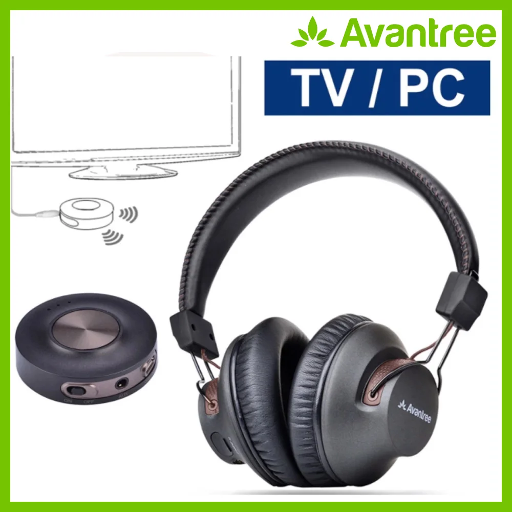 Беспроводные наушники Avantree для телевизора с bluetooth-передатчиком, Plug& Play, без задержки синхронизации губ, большой радиус действия, 40 часов батареи