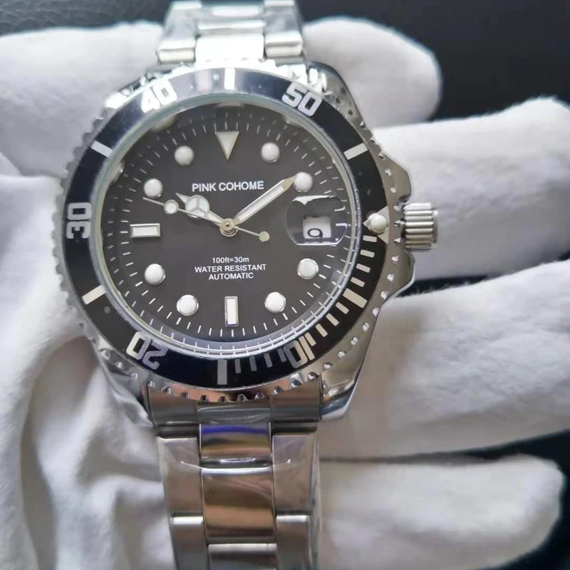

Waterproof Black Submainer Watches Homage Men Automatic Pink Cohome Mechanical Wristwatch Replica Clocks Aaaa Date Function