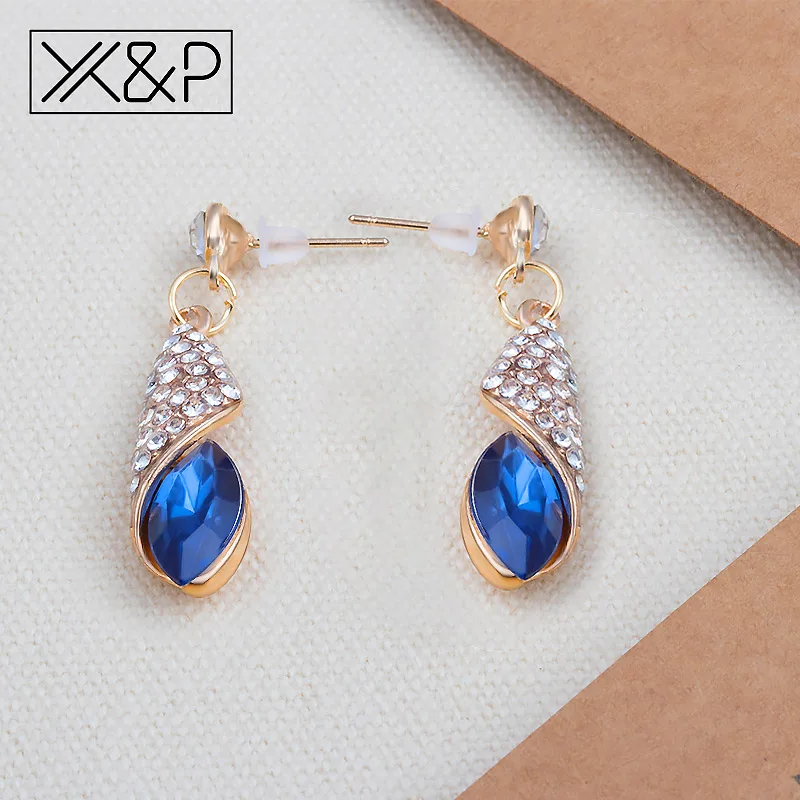 X & P модные серьги капли стразы сплав золото длинные для женщин девушек капля воды
