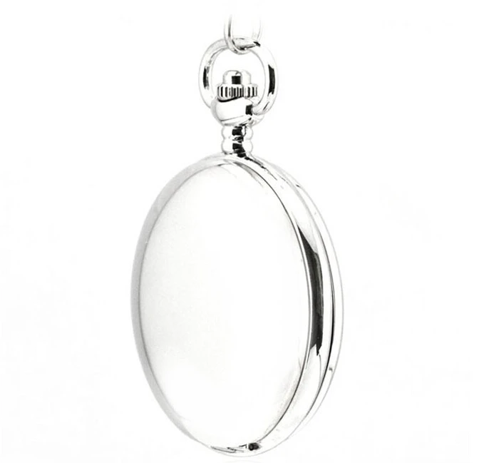 Silver Polished Skeleton Hand Style Mechanical Pocket Watch Vintage Gentleman Pendant Accessories Clock Fashion Men's Watch