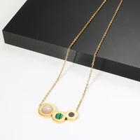 new fashion geometric gold women necklace round blackwhitegreen shell necklace for women necklace jewelry gift