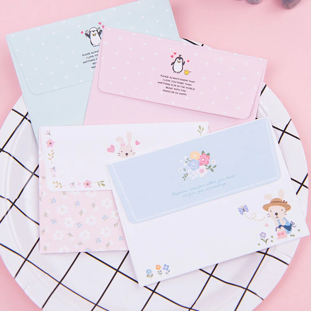 

4 Letter Paper +2 Envelopes Mini Envelope Letter Pad Set Window Envelopes Wedding Party Invitation Greeting Cards Gift