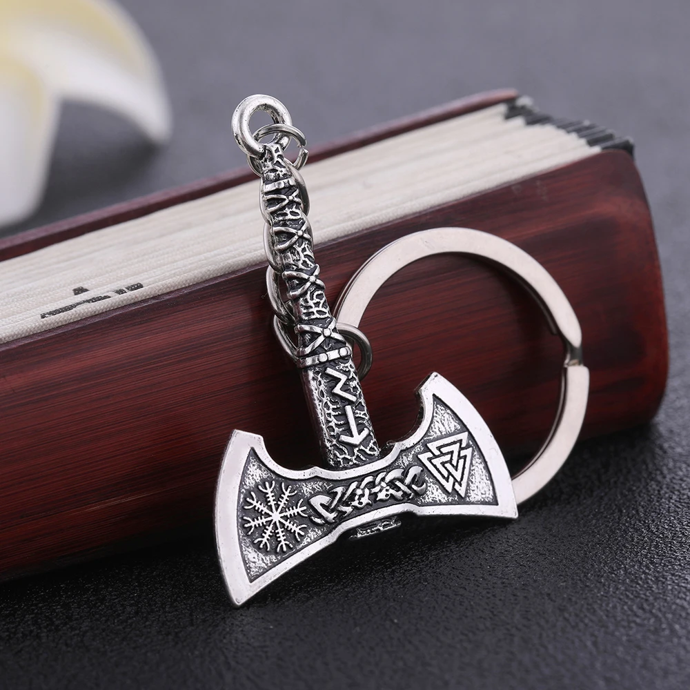 

Fishhook Punk Gothic Axe Keychain Viking Vicca Talisman Slavic Irish Knot Pagan Amulet Pendant Key Chain For Man Gift jewelry