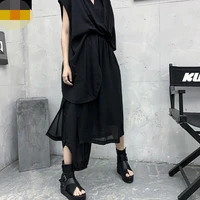 lady bunches foot pants skirt pants spring and summer new stereoscopic clipping irregular false two fashionable large size pants