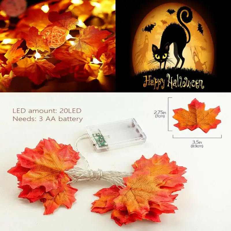 

Holiday Decoration Light String Artificial Plant LED Maple Leaf Lamp For Christmas Halloween Party Garland Living Decorations