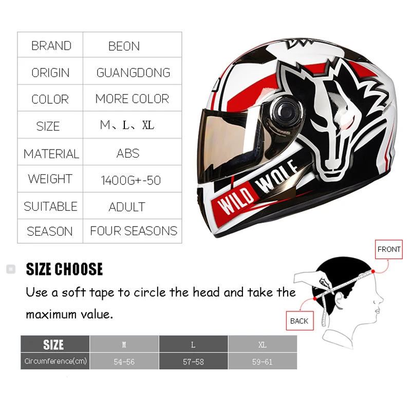 Мотоциклетный шлем BEON одобренный ECE классический Полнолицевой гоночный для