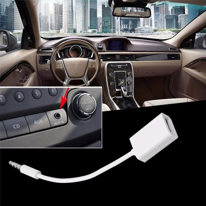 Кабель преобразователь Adeeing для автомобиля SUV MP3 3 5 мм штекер AUX аудио разъем к USB 2 0
