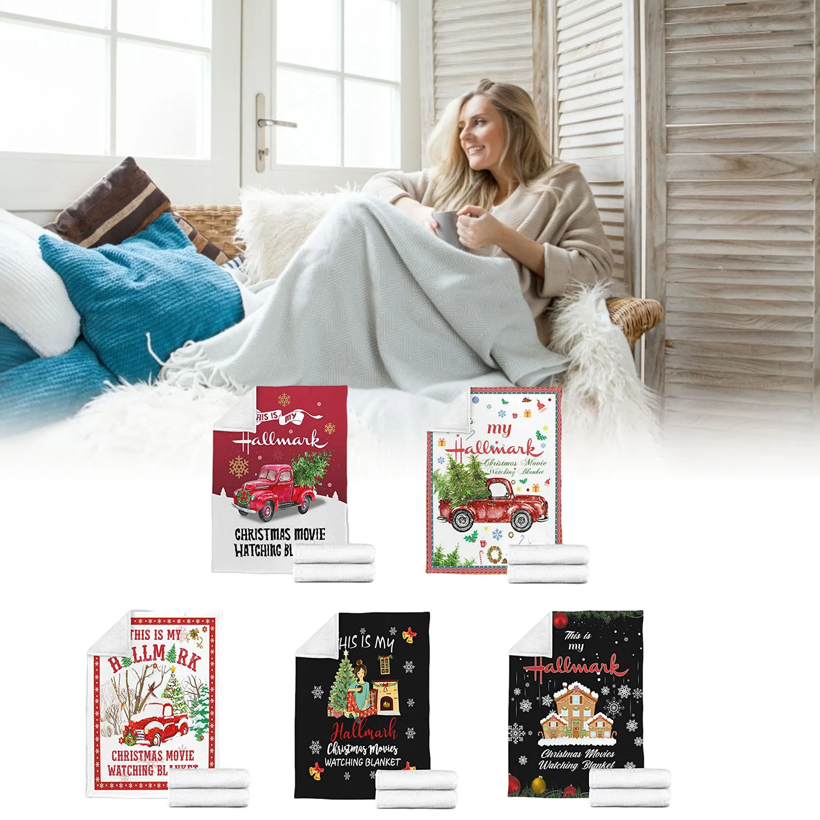 

Latest 30*40 Christmas Movie Watching Blanket Double-sided Thick Soft Blanket Winter Warm Blanket