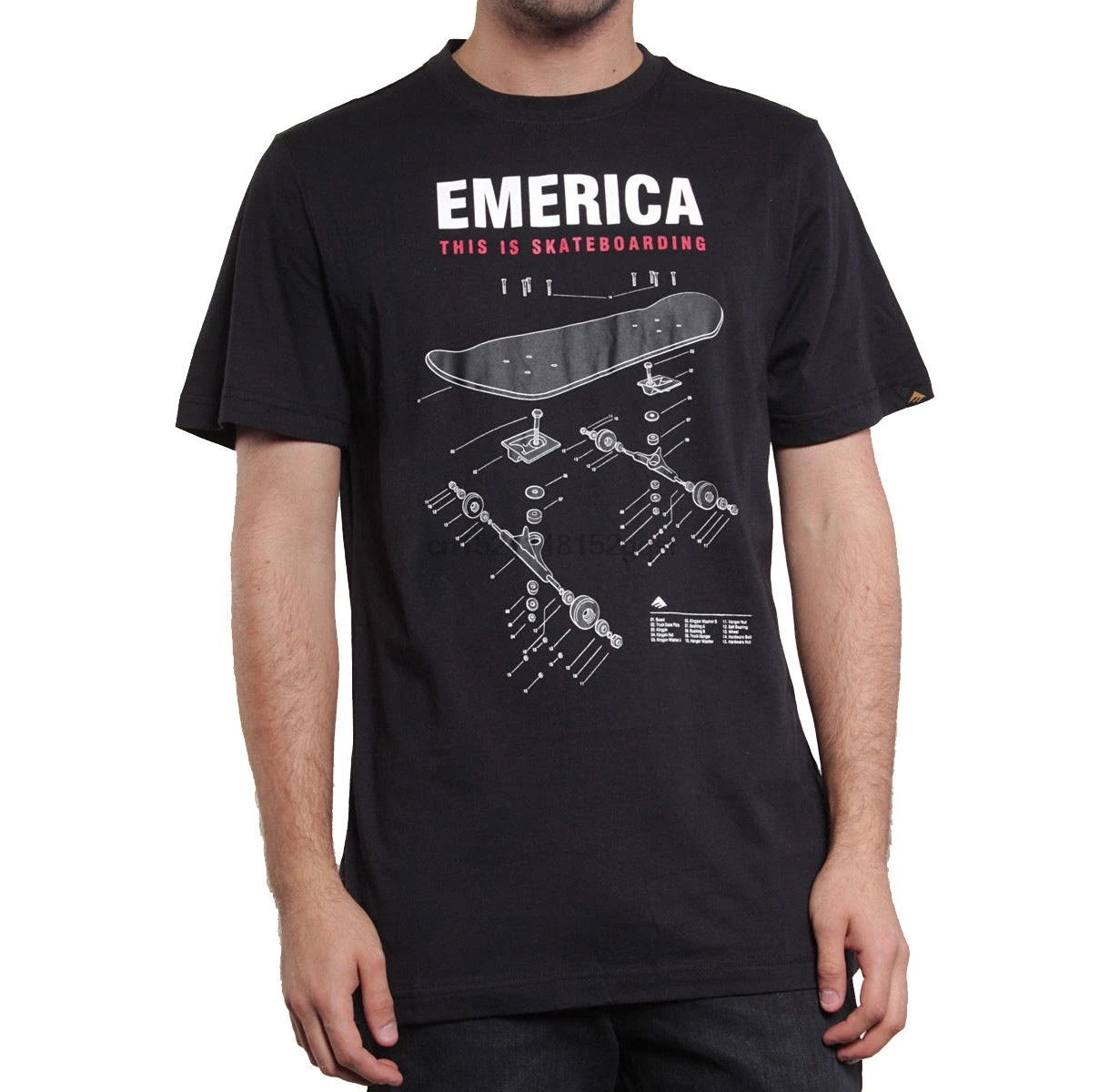 Футболка EMERICA Schematic taglia S small da uomo skater skateboard maglietta Новая мужская весенне летняя