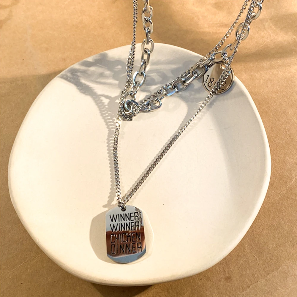 

Stainless steel necklace for women Mutilayer Round Square card Pendant neck chain Choker collar aesthetic jewellery for girl