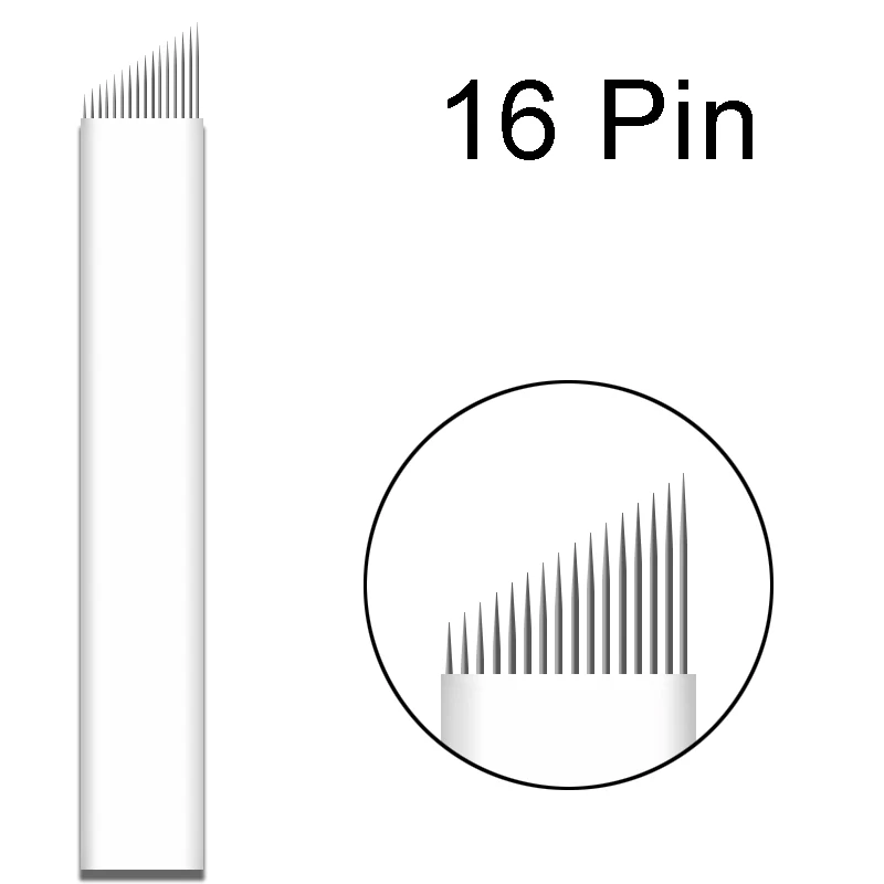 16pin 100 шт. Иглы для татуировки Agulhas Tebori 12 нержавеющие стальные микролопатки 12 Flex изогнутые лезвия для постоянного макияжа ручная ручка для бровей 0,25 мм - Габаритные размеры: 16pin