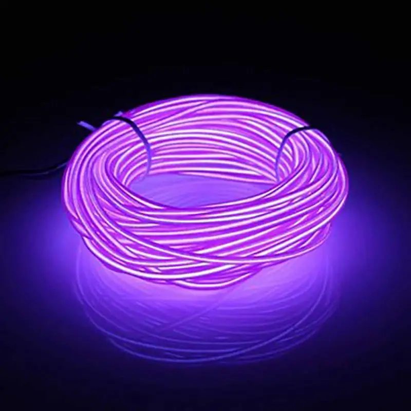 purple 10 м автомобиль EL Led Гибкая мягкая трубка провода неоновая светящаяся веревка Водонепроницаемая неоновая подсветка для салона автомобиля для рождественского декора обуви одежды поводок для домашнего питомца велосипеда - Цвет: purple