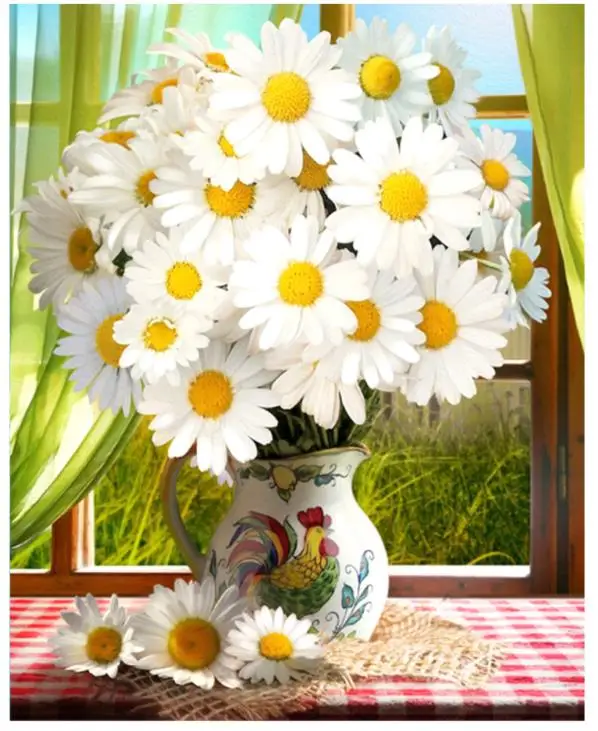 Полноразмерная Алмазная картина цветы искусство вышивка стразы мозаика dotz