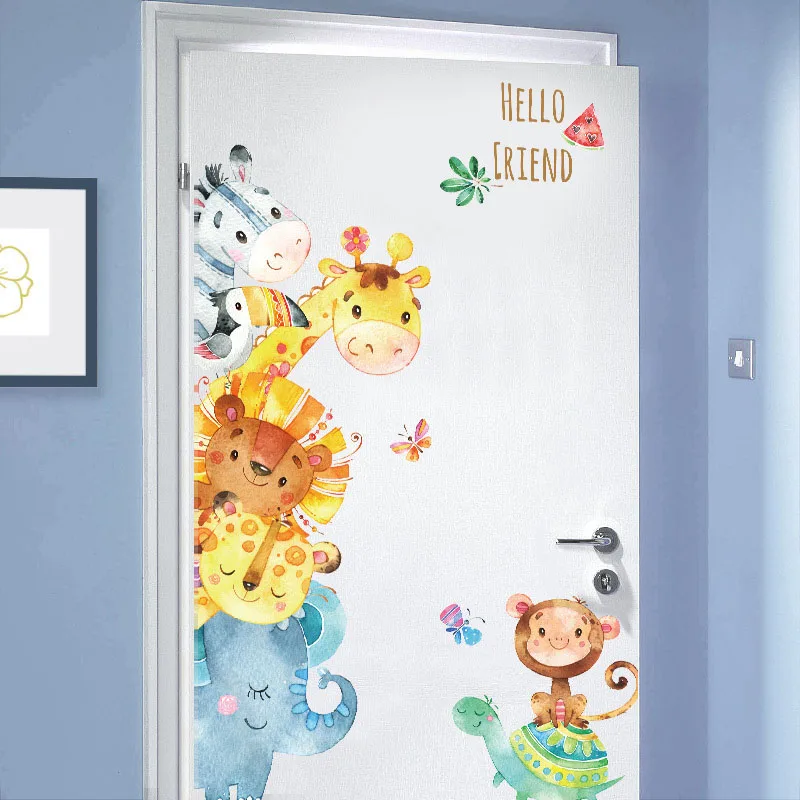 

Happy Animals Wall Stickers Door Stairs Sticker Bedroom Walls Removable Home Decorative Poster Wallpaper for Home Decoration