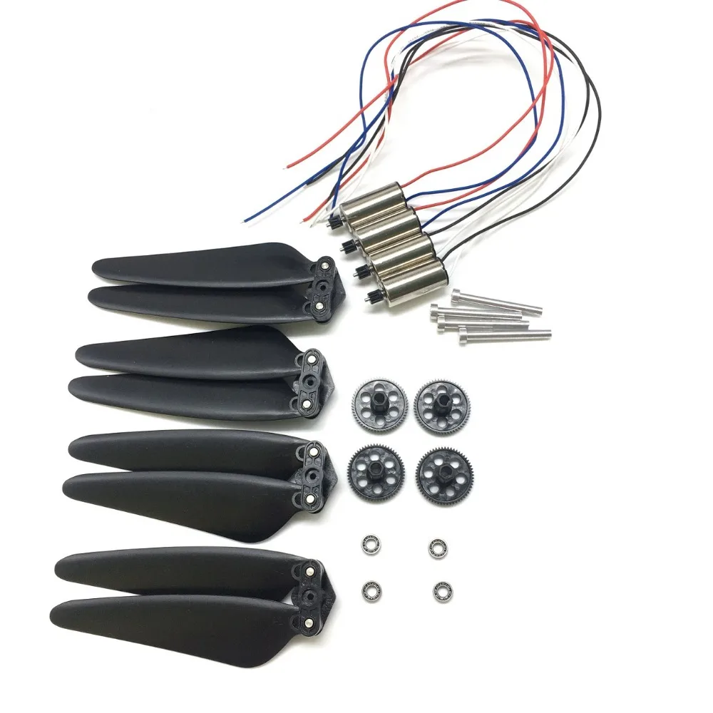 

8 шт., складной моторчик с пропеллером и подшипником шестерни, железная ось для дрона VISUO XS818, запчасти для радиоуправляемого квадрокоптера