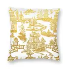 Чехол для подушки с изображением золотой пагоды, китайская роскошная винтажная декоративная подушка в восточном стиле с рисунком ивы для дивана, чехол для украшения дома