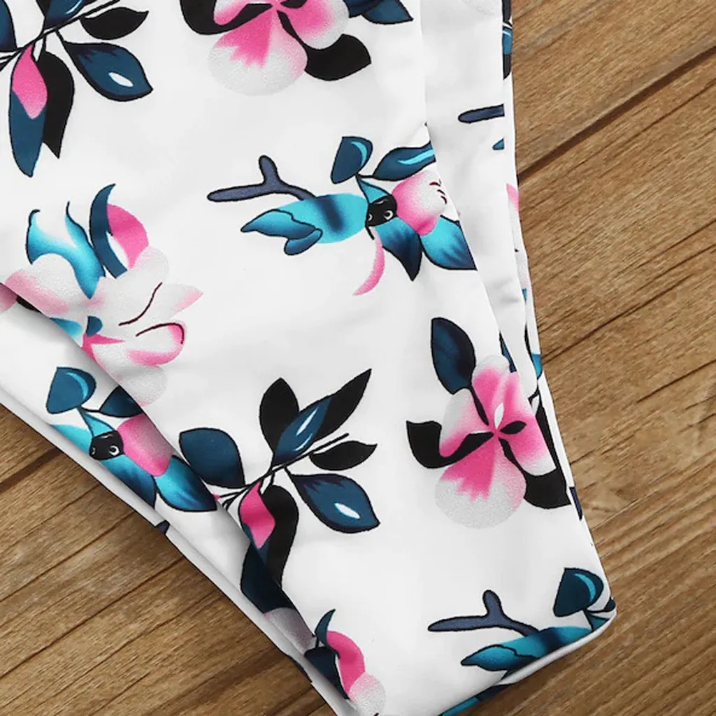 

Women Sexy Two Piece Print Swimwear Push-Up Padded Bra Beach Bikini Set High Leg Cut Swimsuit Low Waist Bathing Suit Beachwear