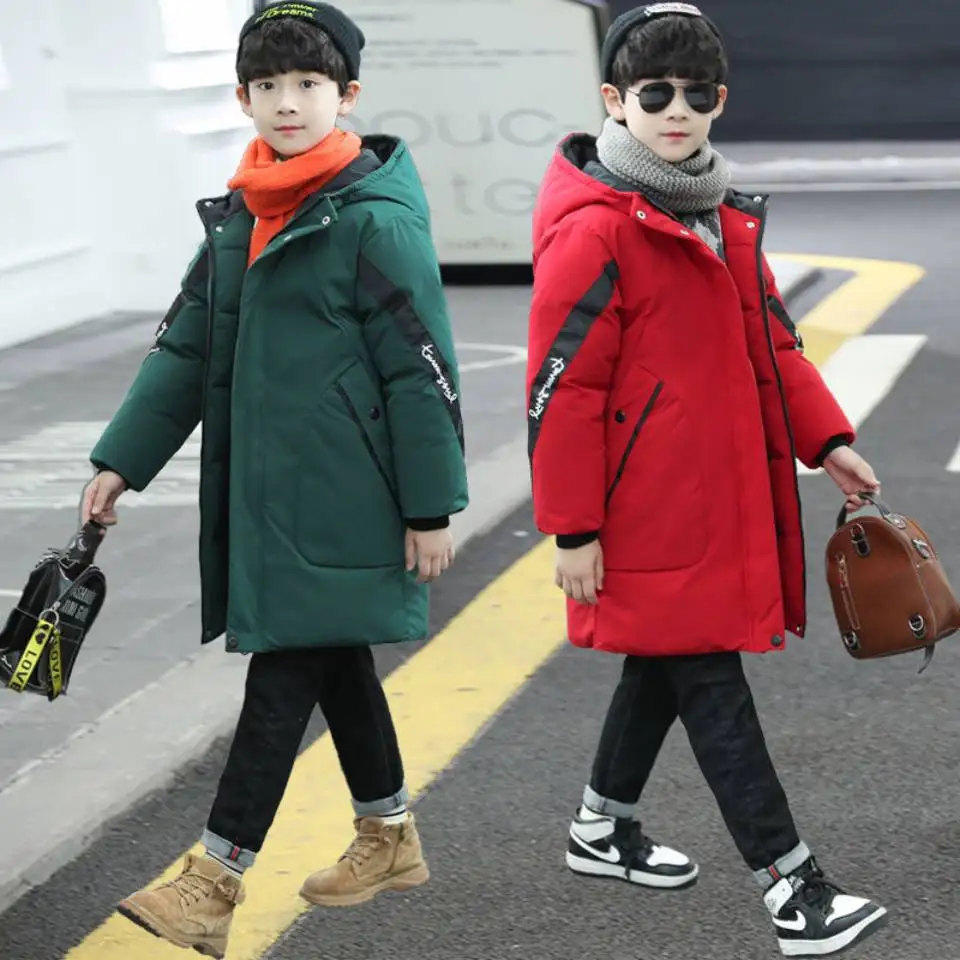 

Fashion New Baby Boys Clothing Winter Parkas Coat Cool Cute Hooded Collar Children Clothes Thick Outerwear For 6 8 10 12 14Yrs