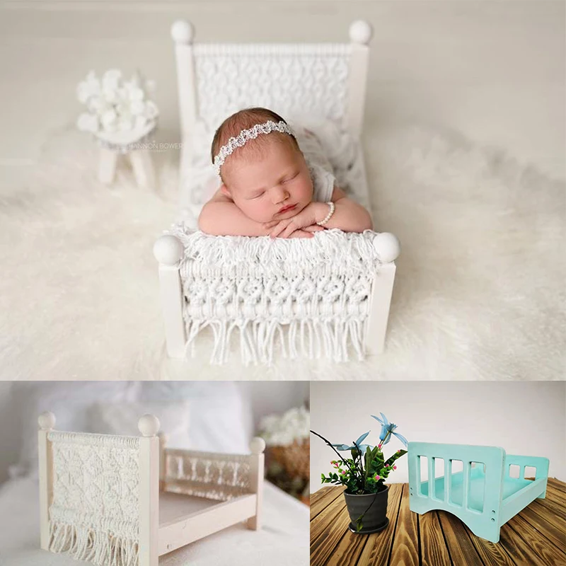 Newborn Photography Props Fotografie Baby Photo Props Vintage Woven Wood Rattan bed Cribes Posing Sofa Studio Accessories