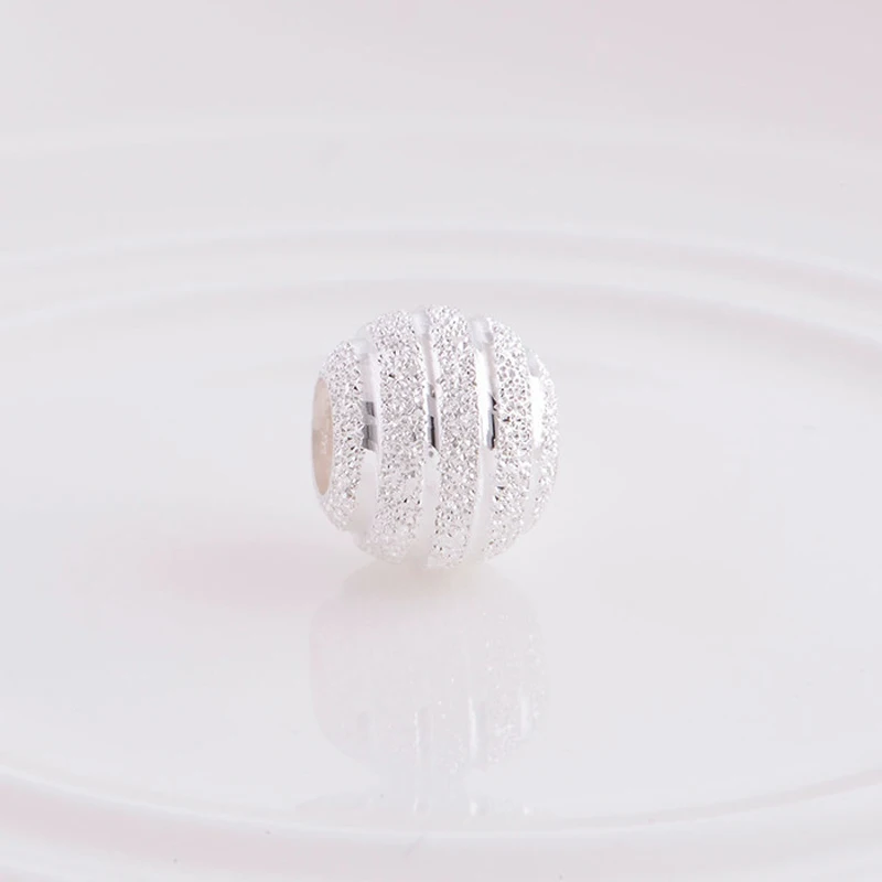 

Matte Round 100% Real 925 Sterling Silver Jewellery Girl Friends Free Shipping DIY Simple Design Ball Charms for Jewelry Making