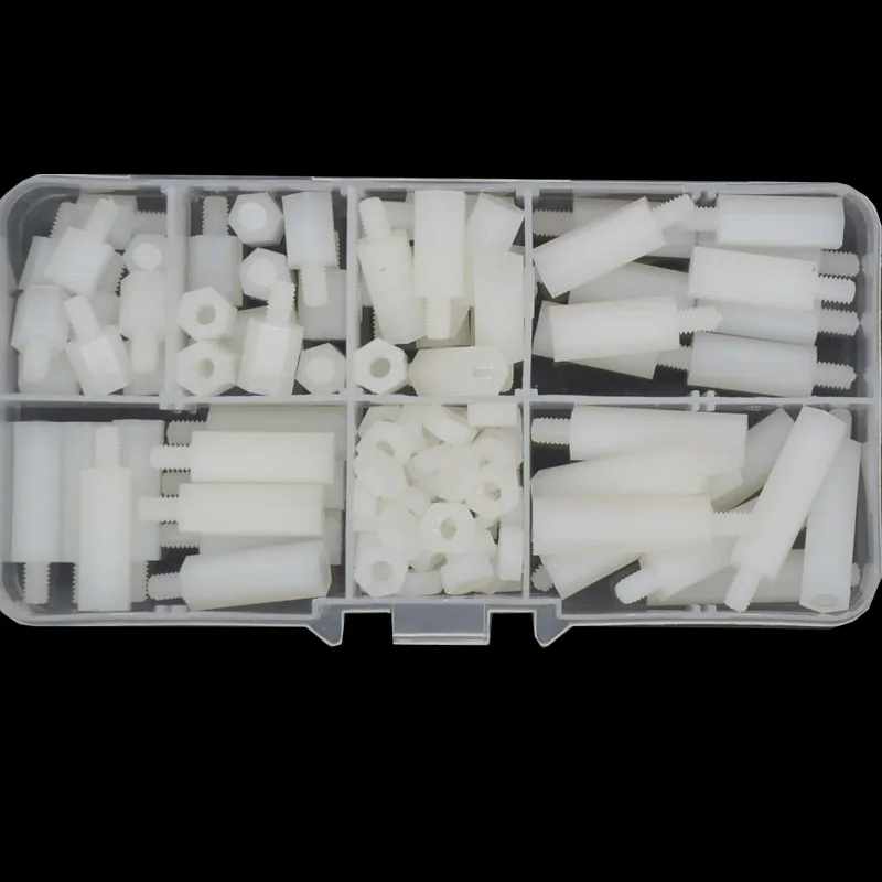 

M4 White Male Hex Nylon Standoff Spacer Column Plastic Spacing Assortment Kits