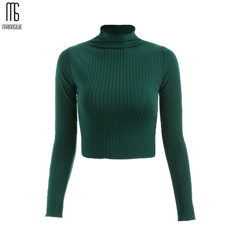 Женская трикотажная водолазка Manoswe осенняя короткая рубашка с длинным рукавом и