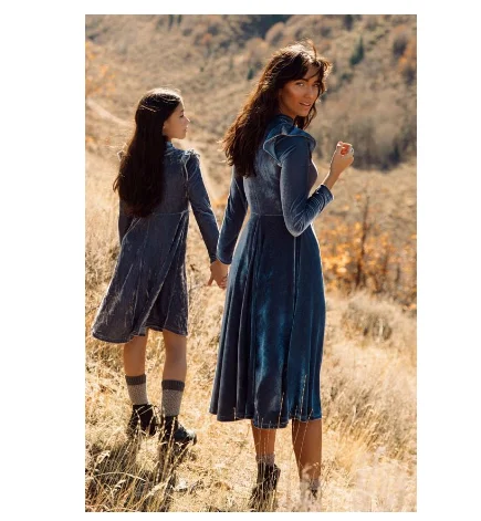 Осеннее платье для мамы и дочки платья с длинным рукавом одинаковые комплекты