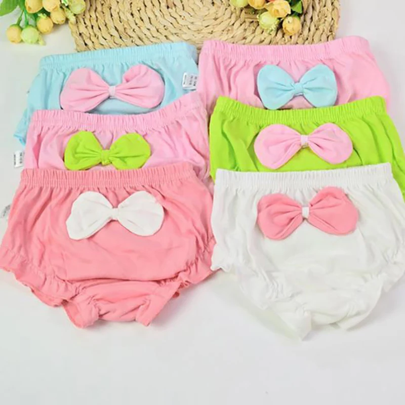 

New Kids Baby Cute Big Bow Cotton (100%) Underwear Panties Infant Shorts For Children Underpants Gifts