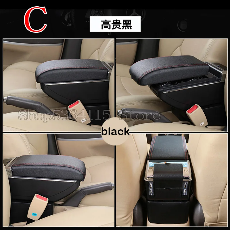 C black For KIA Rio 4 Rio X-line Armrest Box Central Store Content Box Cup Holder Ashtray Interior Car-styling Accessories - Название цвета: C black