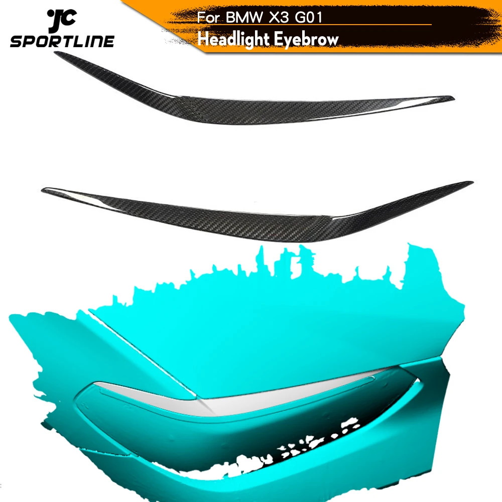 

Для BMW G01 X3 2018 2019 сухой углеродного волокна сухой FRP черный фара бровей век Обложка отделка, наклейки для автомобиля-Средства для укладки волос