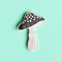 dainty black mushroom pastel hard enamel pin fashion cartoon plant golden brooch backpack lapel pins decor unique gift