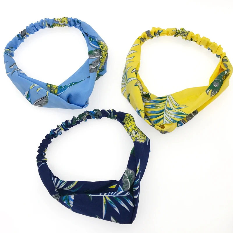 Women Retro Style Hairband Flower Printed Turban Cross Knot Headband Bandage Bandanas Ladies Hair Accessories |