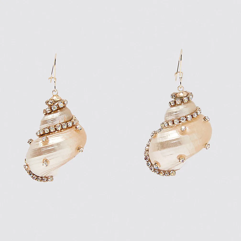 Женские серьги в форме ракушки Girlgo роскошные летние с кристаллами и