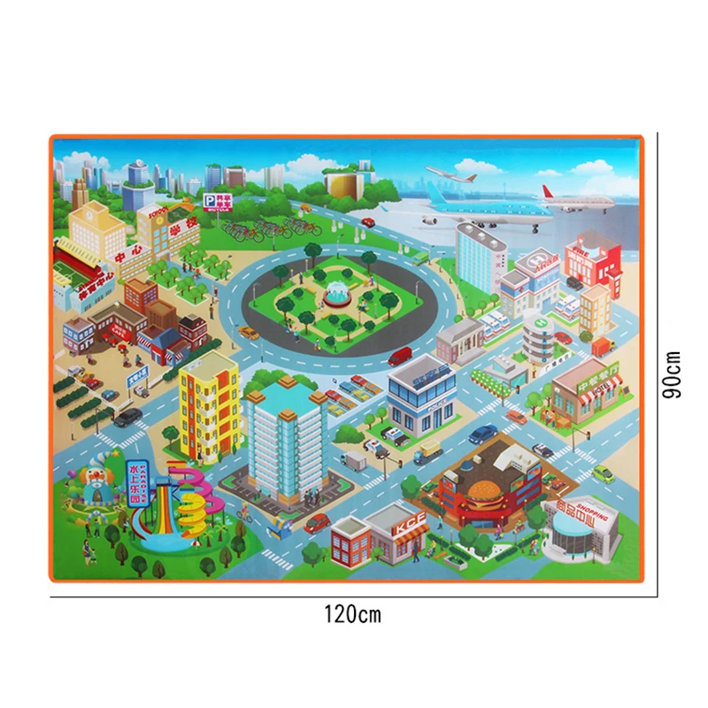 

Educational Kid Traffic Urban Road Carpet Children'S Cute City Road Playmat Traffic Road Map Carpet Non-Slip Play Rug Boys Girls