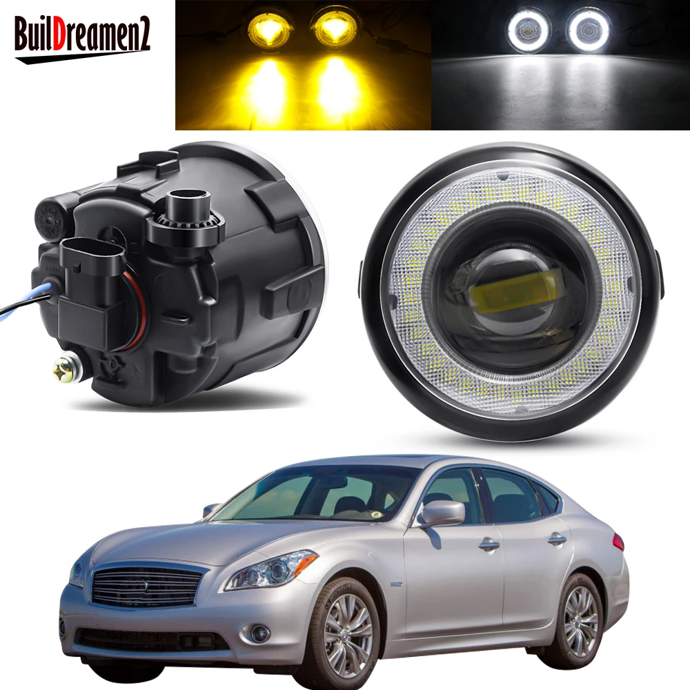 

2 X Car Angel Eye Fog Light Assembly LED Lens DRL Fog Daytime Running Lamp 30W 12V For Infiniti Q Q60 Q70 2011 2012 2013 2014